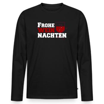 Frohe Weinachten Weinglas Design - Männer Premium Bio Langarmshirt - Schwarz - Vorne - Nico (187cm)