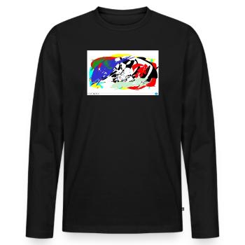 Lignes de batailles de couleur - T-shirt manches longues Premium bio Homme - noir - Devant - Nico (187cm)