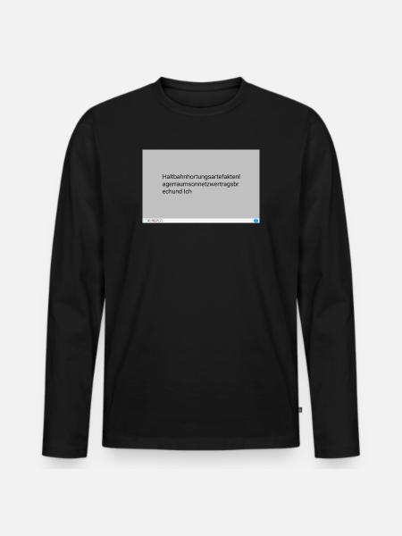 Kryptische Textmuster Grau Neon - Männer Premium Bio Langarmshirt - Schwarz