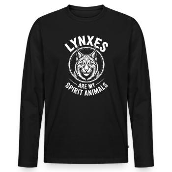 Lynx Dictions Lynx Drôle de cadeau de lynx - T-shirt manches longues Premium bio Homme - noir - Devant - Nico (187cm)