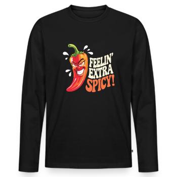 Cartoon au chili extra épicé - T-shirt manches longues Premium bio Homme - noir - Devant - Nico (187cm)