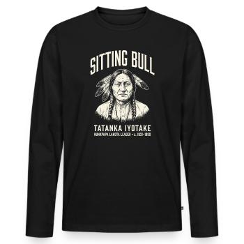 Sitting Bull Tatanka Iyotake - Männer Premium Bio Langarmshirt - Schwarz - Vorne - Nico (187cm)