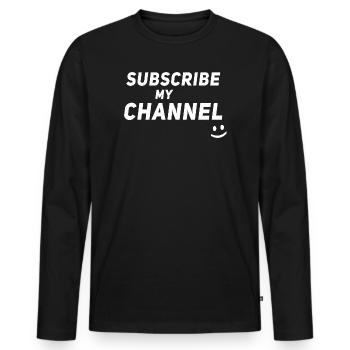 Subscribe my Channel - Influencer Content Creator - Men's Premium Organic Long Sleeve Shirt - black - Front - Nico (187cm)