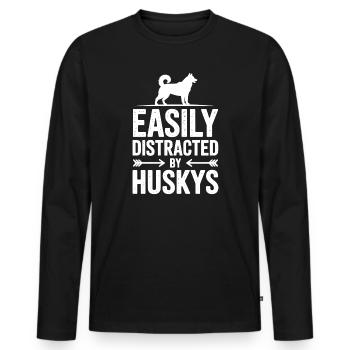 Husky Sayings Huskies Funny Husky Gift - Men's Premium Organic Long Sleeve Shirt - black - Front - Nico (187cm)