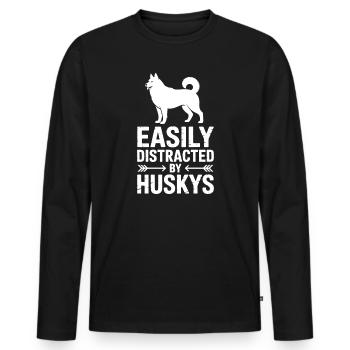 Husky Sayings Huskies Funny Husky Gift - Men's Premium Organic Long Sleeve Shirt - black - Front - Nico (187cm)