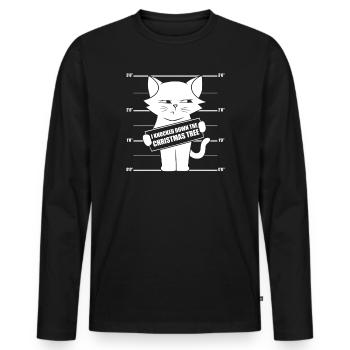 I knocked Down Christmas Tree Funny Cat Lover Gift - Men's Premium Organic Long Sleeve Shirt - black - Front - Nico (187cm)