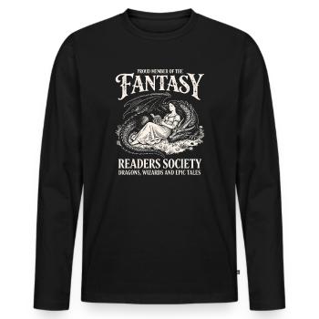 Rat de bibliothèque de la Société des lecteurs de fantasy Readers - T-shirt manches longues Premium bio Homme - noir - Devant - Nico (187cm)