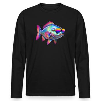Ein cooles buntes Fisch mit Sonnenbrille Fische - Männer Premium Bio Langarmshirt - Schwarz - Vorne - Nico (187cm)