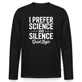 Stille Logik: Wissenschaft und Stille - Männer Premium Bio Langarmshirt - Schwarz - Vorne - Nico (187cm)