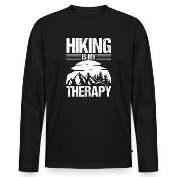 Hiking Mountain Trail Backpacking Outdoors Wildern - Männer Premium Bio Langarmshirt - Schwarz - Vorne - Nico (187cm)