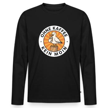 Ohne Kaffee Kein Moin Hamburg Möwe Spruch Design - Männer Premium Bio Langarmshirt - Schwarz - Vorne - Nico (187cm)