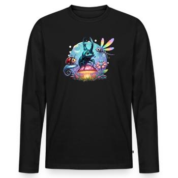 Cute Metallic Scarab and Friends - Men's Premium Organic Long Sleeve Shirt - black - Front - Nico (187cm)