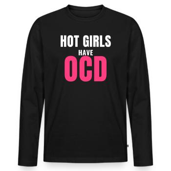 Les filles sexy ont un TOC, tendance Expression féminine - T-shirt manches longues Premium bio Homme - noir - Devant - Nico (187cm)