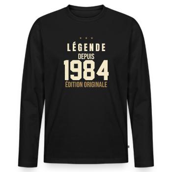 Légende Depuis 1984 - Édition Originale Vintage - T-shirt manches longues Premium bio Homme - noir - Devant - Nico (187cm)