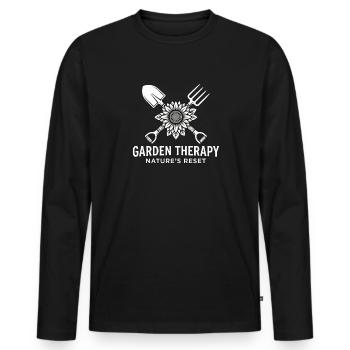 Garten Therapie Sonnenblume - Männer Premium Bio Langarmshirt - Schwarz - Vorne - Nico (187cm)