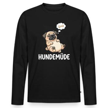 Hundemüde Traum-Pug Knochen - Männer Premium Bio Langarmshirt - Schwarz - Vorne - Nico (187cm)
