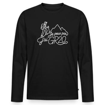 Je peux pas, j'ai GR20 - T-shirt manches longues Premium bio Homme - noir - Devant - Nico (187cm)