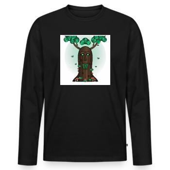 Face de l’Arbre de l’Esprit de la Forêt - T-shirt manches longues Premium bio Homme - noir - Devant - Nico (187cm)