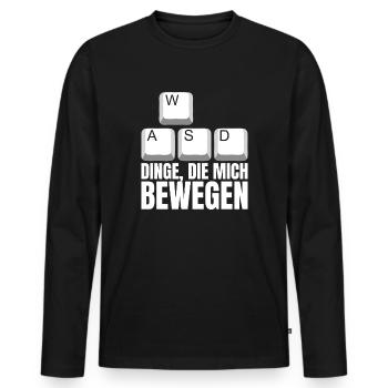 WASD Dinge Die Mich Bewegen - Männer Premium Bio Langarmshirt - Schwarz - Vorne - Nico (187cm)