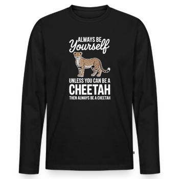 Cheetah Sayings Cheetah Funny Cheetah Gift - Men's Premium Organic Long Sleeve Shirt - black - Front - Nico (187cm)