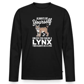 Lynx Dictions Lynx Drôle de cadeau de lynx - T-shirt manches longues Premium bio Homme - noir - Devant - Nico (187cm)