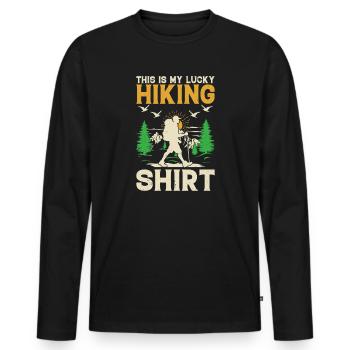 This is my lucky Hiking Shirt - Outdoor Hiking - Men's Premium Organic Long Sleeve Shirt - black - Front - Nico (187cm)