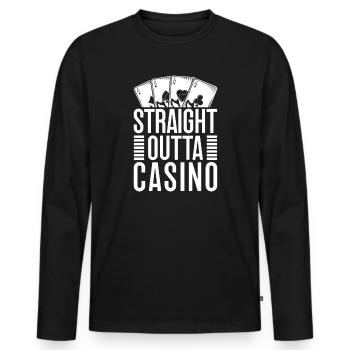 Joueur de casino tout droit sorti du jeu - T-shirt manches longues Premium bio Homme - noir - Devant - Nico (187cm)