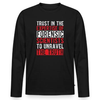 Étudiant en sciences médico-légales dévoilant la vérité forenstique - T-shirt manches longues Premium bio Homme - noir - Devant - Nico (187cm)