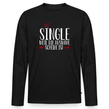 Single Humor mit Herz und Pfeil - Männer Premium Bio Langarmshirt - Schwarz - Vorne - Nico (187cm)