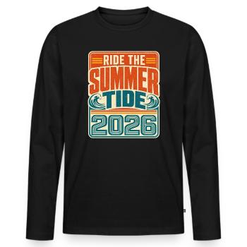 Sommer 2026 Retro - Männer Premium Bio Langarmshirt - Schwarz - Vorne - Nico (187cm)