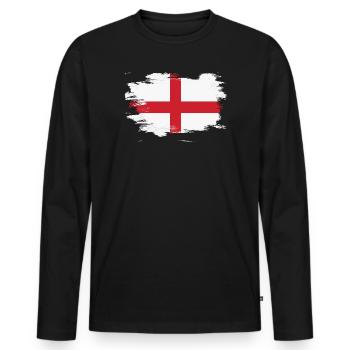 Drapeau anglais – Conception moderne de la croix de Saint-Georges - T-shirt manches longues Premium bio Homme - noir - Devant - Nico (187cm)