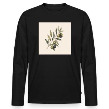 La paix grandit ici | Botanique vintage Olive Branch - T-shirt manches longues Premium bio Homme - noir - Devant - Nico (187cm)