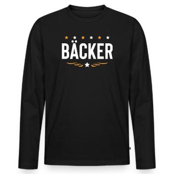 Métier de boulanger - T-shirt manches longues Premium bio Homme - noir - Devant - Nico (187cm)