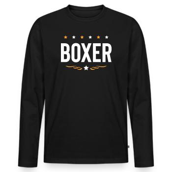 Boxer Boxing Sports - Men's Premium Organic Long Sleeve Shirt - black - Front - Nico (187cm)