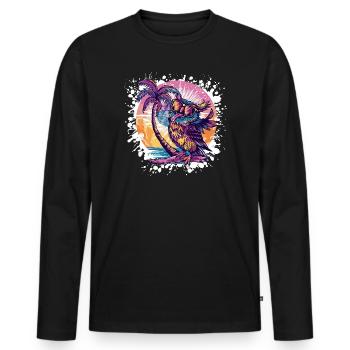 Owl Summer Holiday - Men's Premium Organic Long Sleeve Shirt - black - Front - Nico (187cm)