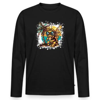 Bee Summer Holiday - Men's Premium Organic Long Sleeve Shirt - black - Front - Nico (187cm)