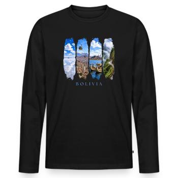 Voyages en vacances en Bolivie – Culture des Andes & Nature - T-shirt manches longues Premium bio Homme - noir - Devant - Nico (187cm)
