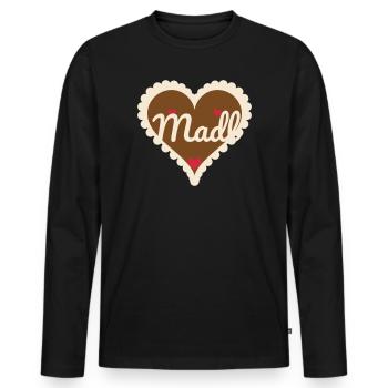 Madl Lebkuchenherz - Bayrisches Volksfest Dirndl - Männer Premium Bio Langarmshirt - Schwarz - Vorne - Nico (187cm)