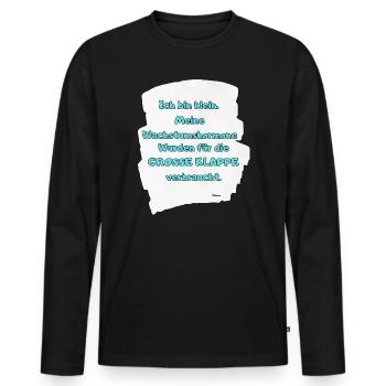 Kleines Ich Große Klappe - Männer Premium Bio Langarmshirt - Schwarz - Vorne - Nico (187cm)