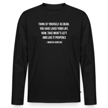 Steisches Zitat von Marcus Aurelius - Männer Premium Bio Langarmshirt - Schwarz - Vorne - Nico (187cm)