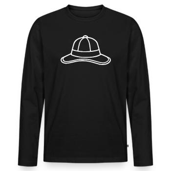 Fischerhut angeln fischen Angler T-shirt Geschenk  - Männer Premium Bio Langarmshirt - Schwarz - Vorne - Nico (187cm)