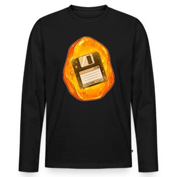 Disquette enfoncée dans l’ambre - T-shirt manches longues Premium bio Homme - noir - Devant - Nico (187cm)