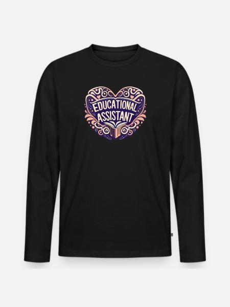 Educational Assistant Heart Appreciation Gift - Men's Premium Organic Long Sleeve Shirt - black