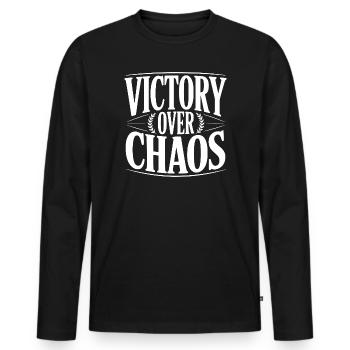 Victoire sur le chaos - T-shirt manches longues Premium bio Homme - noir - Devant - Nico (187cm)