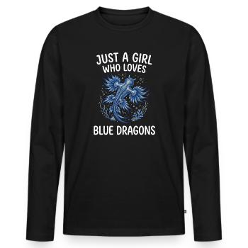 Juste une fille qui adore les dragons bleus - T-shirt manches longues Premium bio Homme - noir - Devant - Nico (187cm)