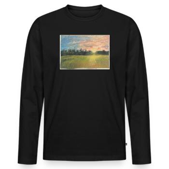 Meadow at sunset - Men's Premium Organic Long Sleeve Shirt - black - Front - Nico (187cm)
