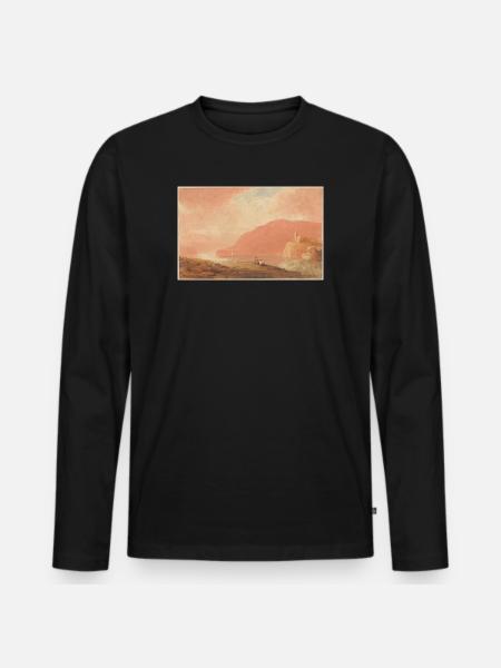 Château sur une rivière - T-shirt manches longues Premium bio Homme - noir
