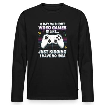 Gaming - Männer Premium Bio Langarmshirt - Schwarz - Vorne - Nico (187cm)