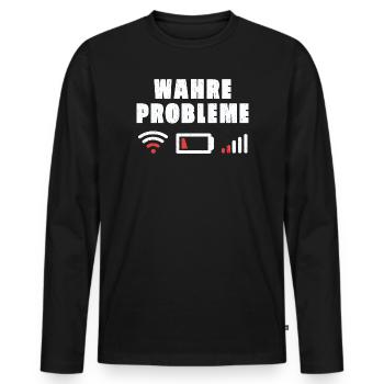 Wahre Probleme - Männer Premium Bio Langarmshirt - Schwarz - Vorne - Nico (187cm)