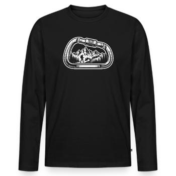 Karabinerhaken Bergsteigen Berge - Männer Premium Bio Langarmshirt - Schwarz - Vorne - Nico (187cm)